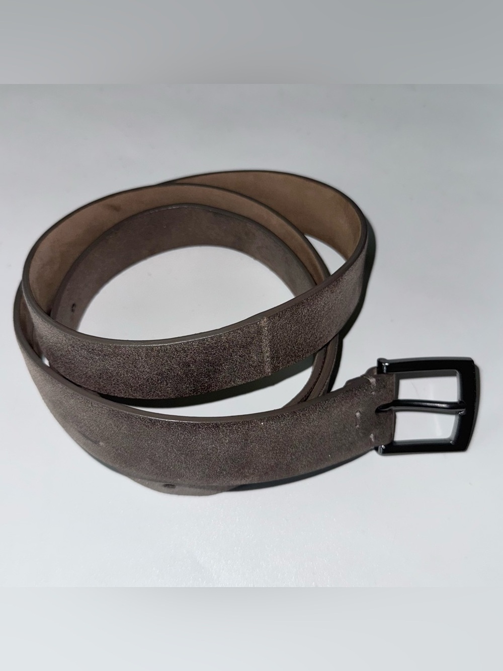 Brunello Cucinelli Made in Italy Metallic Pewter Gunmetal Gray Shimmer Belt L